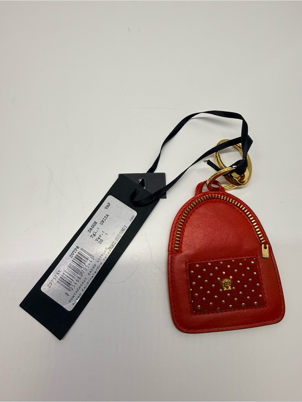 Versace Portachiavi Zaino Vitello leather backpack keychain